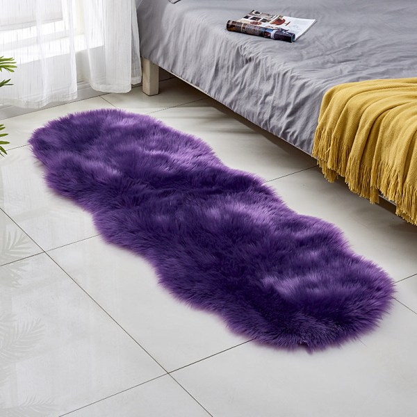 Ulllignende skinnsofa Teppematte Pute Vinduspute Stue Soverom Sklisikker matte Purple 70*190cm