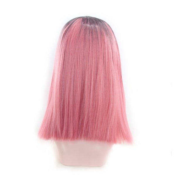 Kvinder paryk Sort Pink Gradient Farve Wave Kort lige hår Ombre Pink Parykker Cos W381