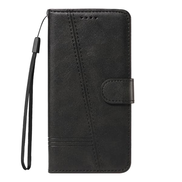 Etui til Samsung S24 FE svart solid lær flip lær bakside