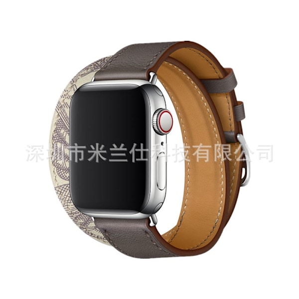 Urrem til Apple Watch iWatch 38/40/41/42mm-S10 47 Dobbelt Cirkel Grå med Marl