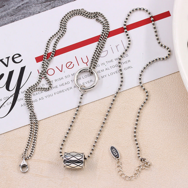 S925 sølv halskjede Klassisk morsdag gave for kvinner og jenter sylinder