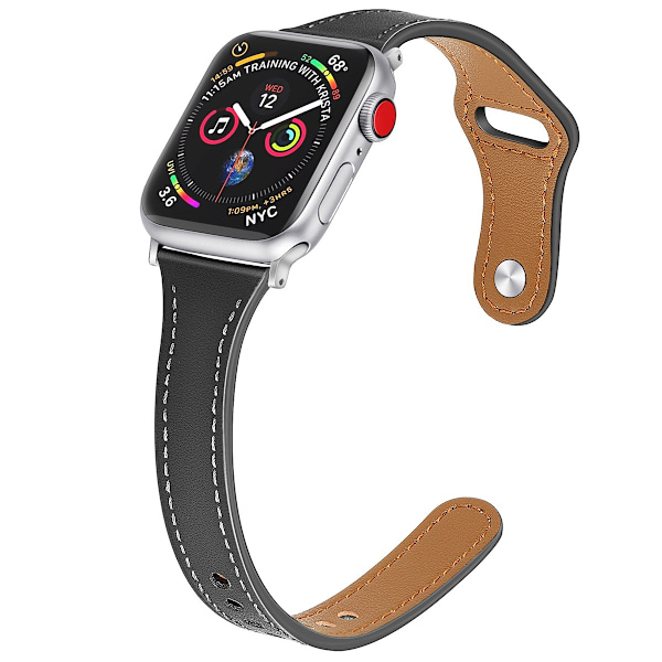 Kellon ranneke Apple Watch iWatch 42/44/45/49/46mm suurikokoiselle kellotaululle, naulakiinnitys, kutistuva tyyppi A - musta