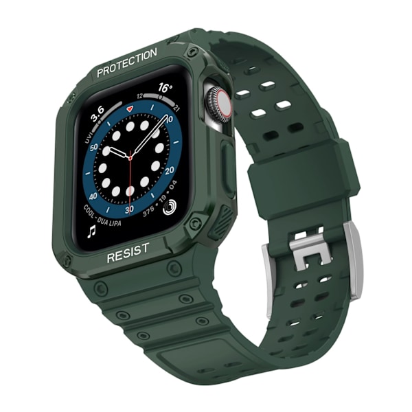 Kellon ranneke Apple Watch iWatch 42/44/45mm universaali tummanvihreä + vihreä kehys