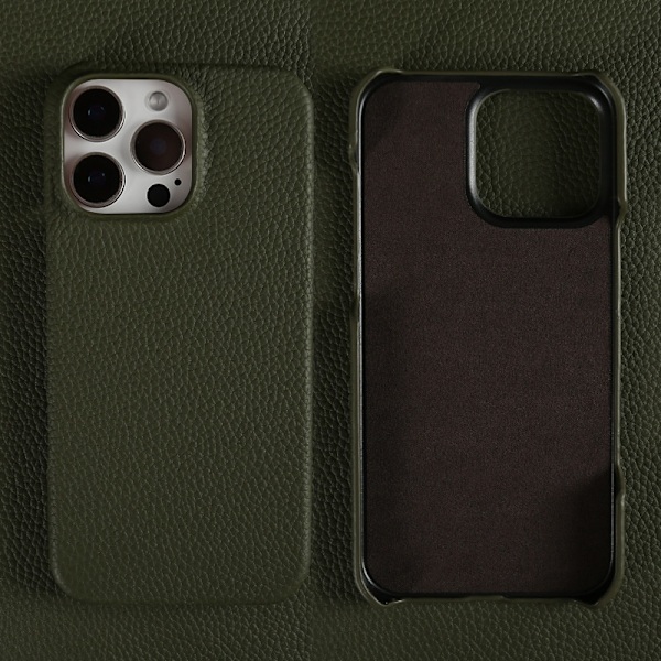 Fodral för iPhone 13 Armégrön läder Premium kohud