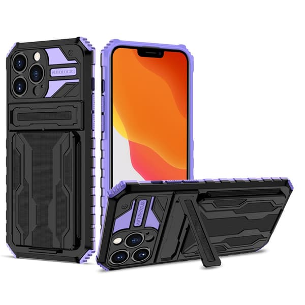 Etui til iPhone 16 Pro lilla King Kong kortholder multifunksjon anti-fall
