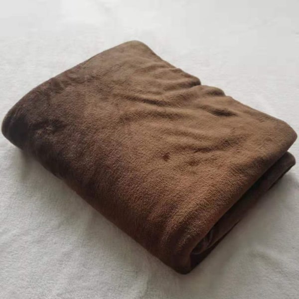 Fleece-tæppe Tyndt flannelsofabetræk Håndklædetæppe Ensfarvet Coral Fleece-tæppe Coffee 100*150cm