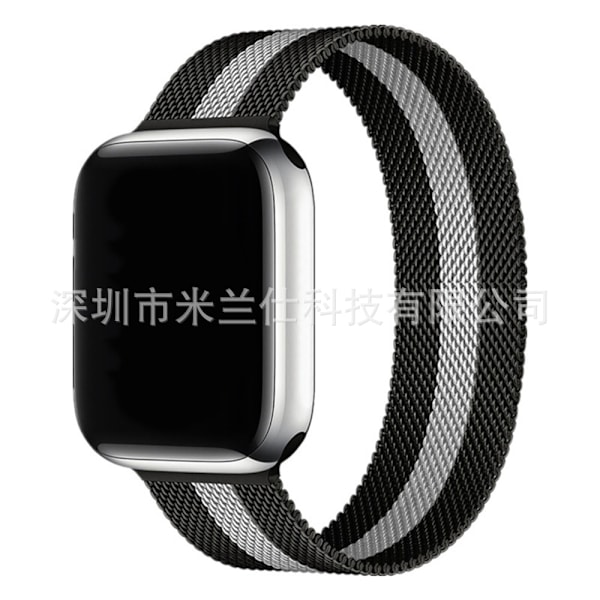 Urrem til Apple Watch iWatch 38/40/41/42mm-S10 34 sort og sølv