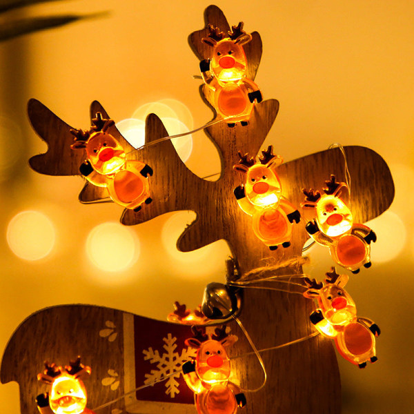 Jul dekorativ festonglampa Led koppartråd lampsnöre 5M/2M/3M Snowman Santa Claus Christmas deer 2 M 20 lights