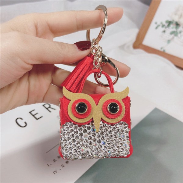 Kvinner lommebok myntveske Creative Diamond Owl nøkkelring Håndveske anheng Søt dukke mini nøkkelring kjede liten gave Pink color