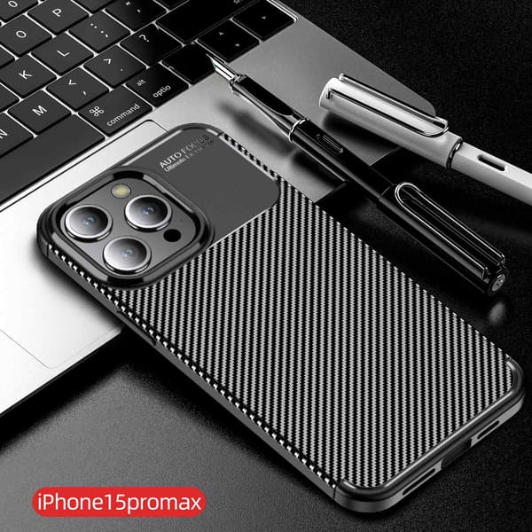 iPhone 17 Sort Etui Kulfibertekstur