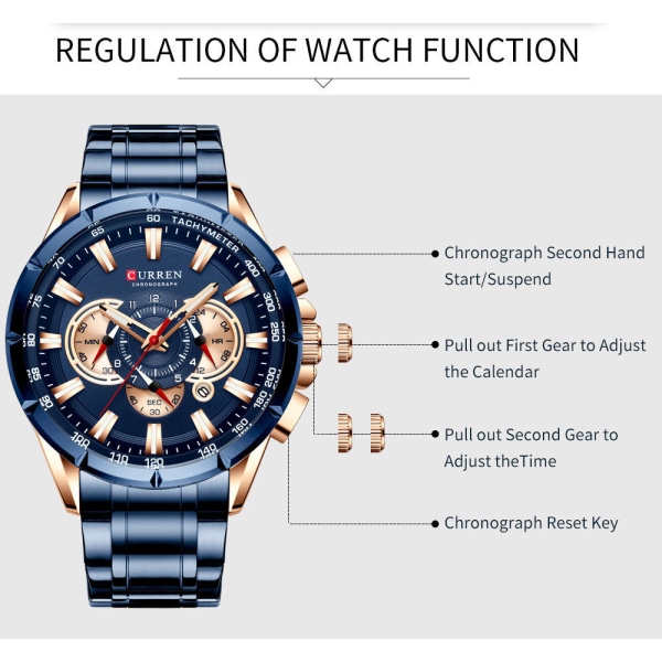 Menns Business Steel Belte Watch Vanntett Watch Water Watch MZMW-8363 Black
