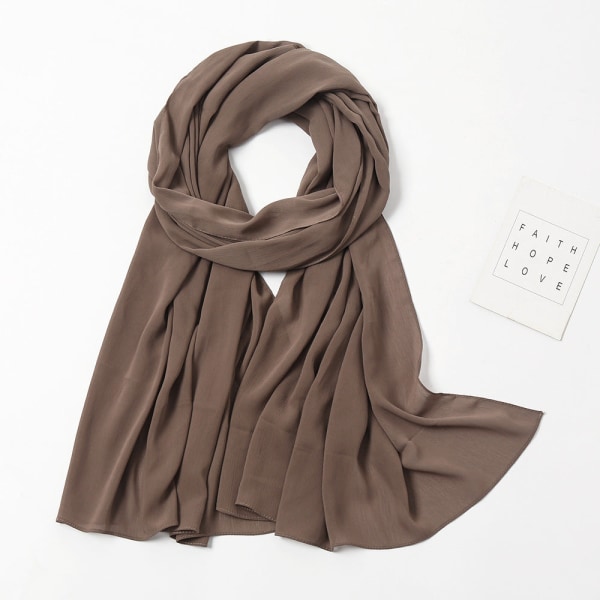 Skjerfsjal for kvinner 2022 Monokrom Chiffon som puster Khaki 175-70cm