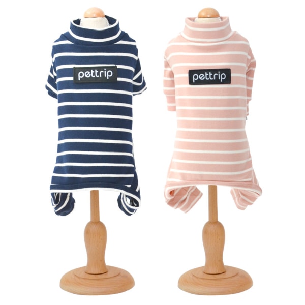 Kjæledyrsklær Bamseklær Firebens kjæledyrklær Bunnskjorte Katteklær Nude Pink stripes L