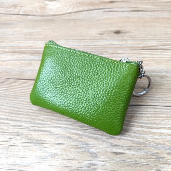 Kvinder pung møntpung Ægte læder Creative Dobbeltlags Cattlehide Card Bag Nøgleetui Nylon Møntpose Light green