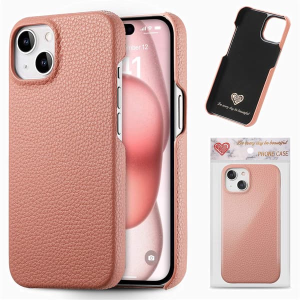 Fodral för iPhone 17 Air Rouge Rosa Enkelt solid läder halvkant