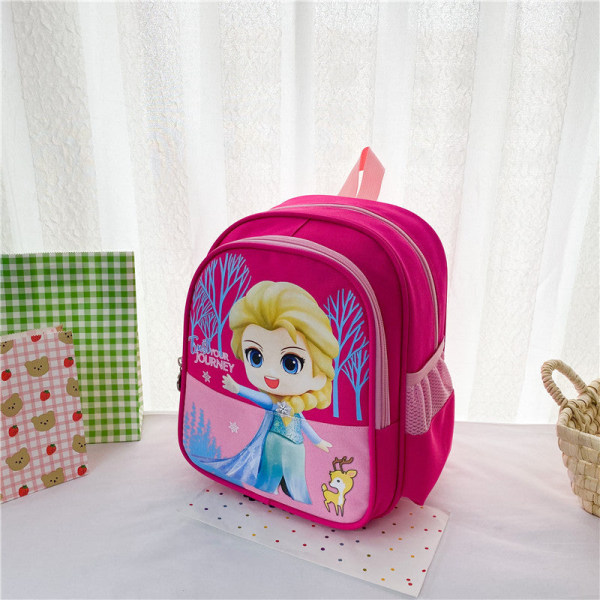 Barn Barn ryggsäck Toddler skolväska Tecknad söt utskrift anti-seismisk börda minskning Ice and Snow Rose Red
