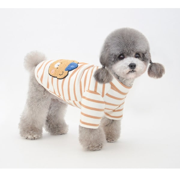 Lemmikkien vaatteet Koira Kaksijalkaa Vaatteet Pentu Vaaleanpunaiset raidat Kissan vaatteet Nalle Pomeranian Khaki stripe S