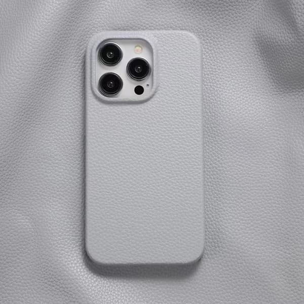 Etui for iPhone15promax lychee mønster blågrå lær mønster enkel solid hardt fall pro