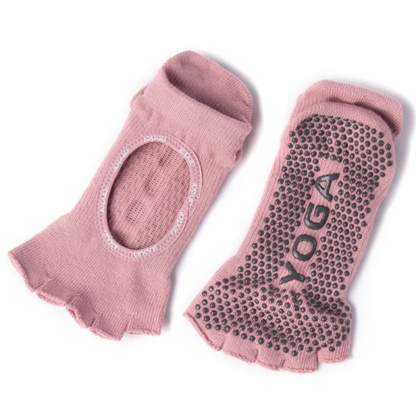 2 par bomuldstå sokker åben tå af silikone skridsikker yoga pilates sokker Dark coffee Color Average Size
