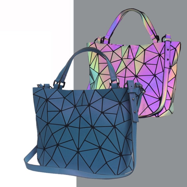 Kvinner Dame Handbag Geometrisk Bag Luminous Bucket Bag Diamond Grid Folding Purple luminous