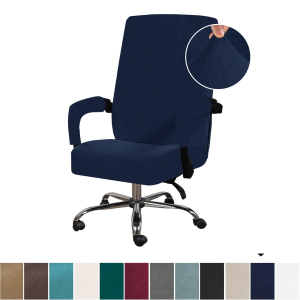 Sofa Stol Betræk Velvet Kontorstol Betræk Computer Stol Betræk Armlæn Sæde Betræk Navy blue L