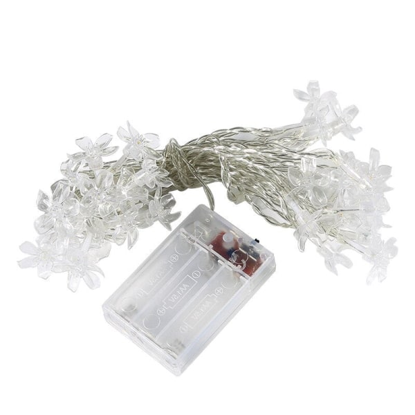 Cherry Blossom Flower Garland Lamppu AA Paristokäyttöinen LED String Fairy Lights Kristallikukkaset Sisätilojen Häät Joulukoristeet Colorful 1m 10led