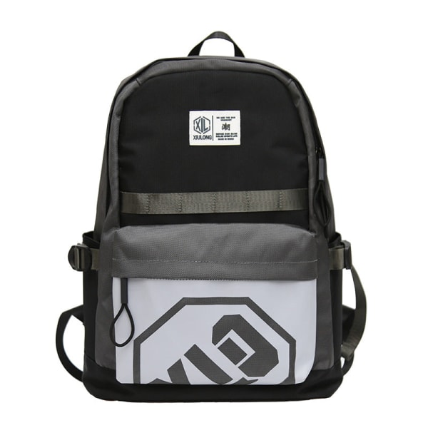 Skoleelev ryggsekk College Bookbag Reiseveske Enkel Stor kapasitet Fritid Gray Black