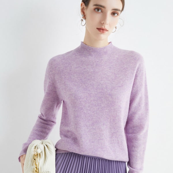Kvinder Strik Efterår Vinter Sweater Front Line Færdiglavet Beklædningsgenstand Halvkrave Uld Sweater Kvinde Purple 102*60*59cm