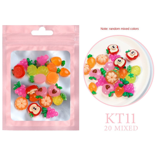 Kynsikoristeet Nail Art Resin Cartoon Ornament Mixed Mini \Small Soft Girly 11 iced fruit