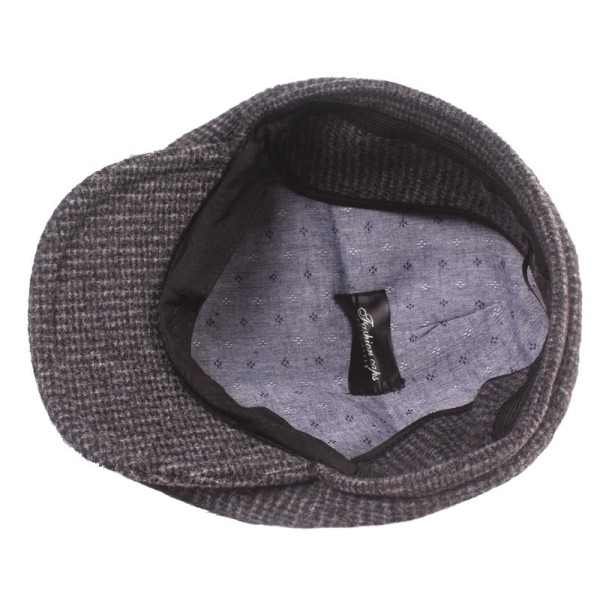 Baret Hat Hat til Ældre Vinter Øreklapper Peaked Cap Mænd Baret Midaldrende og Ældre Advance Hatte Vinter fortykket hat Gray XL(60cm)