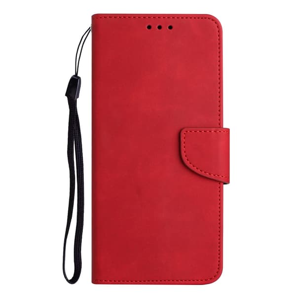 Etui til iPhone 14 rød solid flip blade kort slot læder solid hud følelse spænde