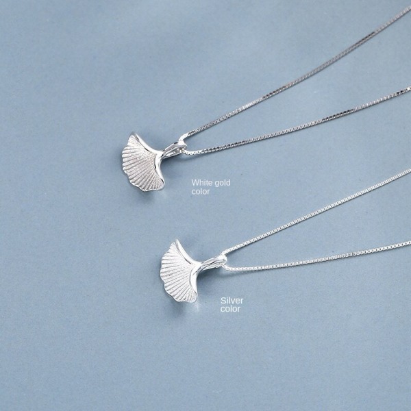 Kvinner Halskjede Kjede Choker Anheng Smykker Jenter Gave Ginkgo Leaf S925 Sterling Sølv Personlighet Silver 925 silver