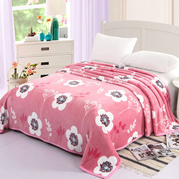 Förtjockad flanell korallfleecefilt Förtjockad luftkonditioneringsfilt Sovsal cover Spring blossoms 200*230cm 1450g