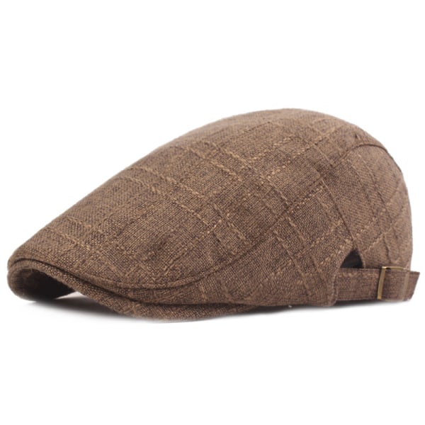Barettihattu Pellava Beretti Miesten huipullinen cap Vintage Advance -hatut Taiteellinen nuorisohattu aurinkohattu Brown Adjustable