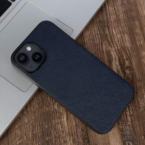 Etui til iPhone 14 Pro mørkeblått lær high-end business full anti-fall