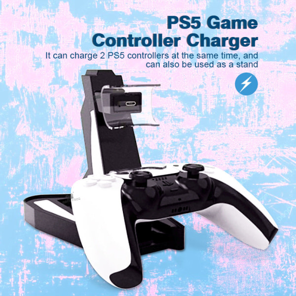 For Ps5 Håndtak Fast Lader P5 Gamepad Lader Ps5 Håndtak Brakett Lader Ps5 Håndtak Black