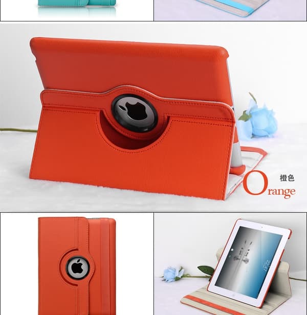 Fodral för iPad 2019 mini 5/mini 4 Orange Lychee Textur Roterande Läder Orange