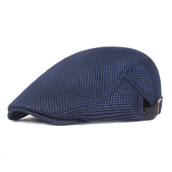 Barettihattu mesh Miehet Naiset Baretti Kevät Kesä Hengittävä Advance - hatut Miesten Silkkikankainen huipullinen cap Navy blue Adjustable