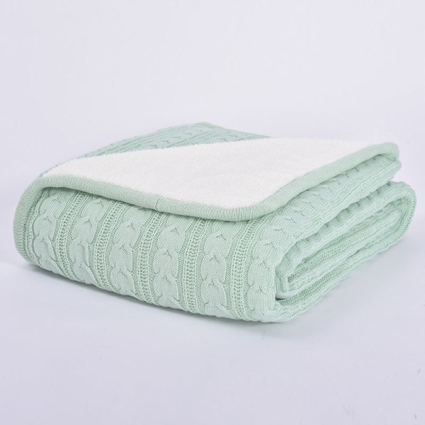 Fleece-fôret tviststrikket ullteppe Kontorlur Teppetrekk Teppe Sofatrekk i ren bomull Mint Green 70*100cm