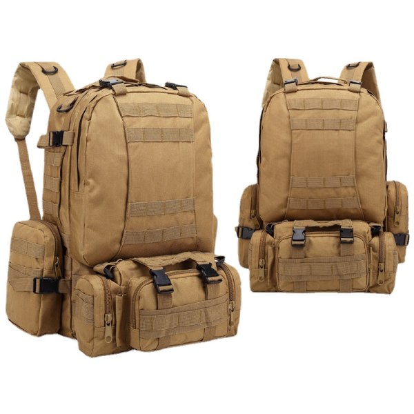 Multifunktionell kombinationsryggsäck med stor kapacitet Travel Mountain Climbing Combat Bag Khaki