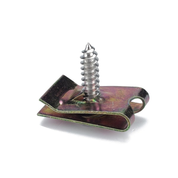 50PCs Galvanized U-Shaped Shrapnel Nut Languette Nut with Cushion Self-Tapping Screw