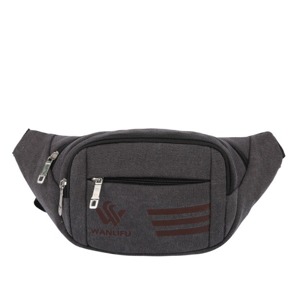 Fanny Pack Løpebelte Midjeveske Organizer Vannvask Canvas Oppbevaring Sport Black