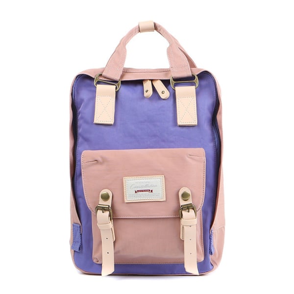 Kouluopiskelijareppu College Bookbag Matkalaukku Kontrasti Väri Canvas Casual Violet