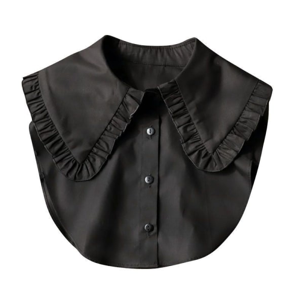 Jente falsk krage for kvinner Høst Vinter Ny volanger falsk skjorte Blondeskjorte Krage Genser Bunnkrage Black ruffled square collar