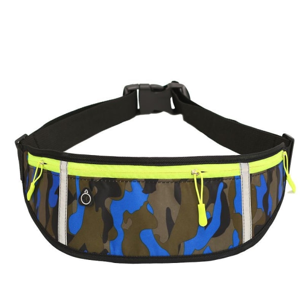 Fanny Pack Running Belt Waist Bag Organizer Fitness Suuri säilytystila ja kanto Camouflage Blue