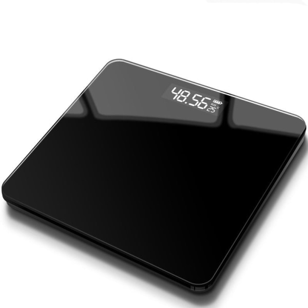 Kroppsviktsvåg Badrum rund hörnplattform Digitalt hem Elektronisk USB laddning Precision NO.8 Pure black Rechargeable