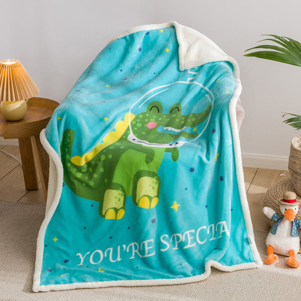 Efterår og vinter babytilbehør Baby flannel dække tæppe tegneserie børn berber fleece tæppe Little Dinosaur 100*140cm
