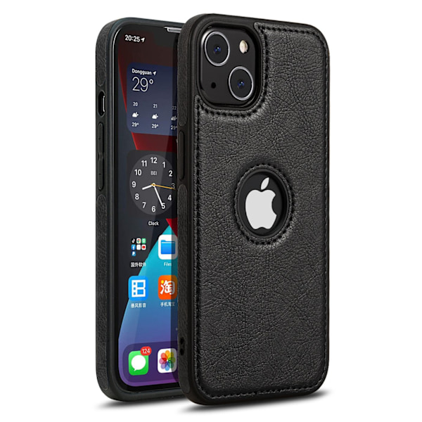 Etui til iPhone14Promax manglende label læder etui sort business anti-fald