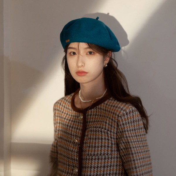 Varm vinterstickad mössa Satomi Ishiharas samma stil dam höst koreansk stil Trendig åttakantig unisex Beige M（56-58cm）