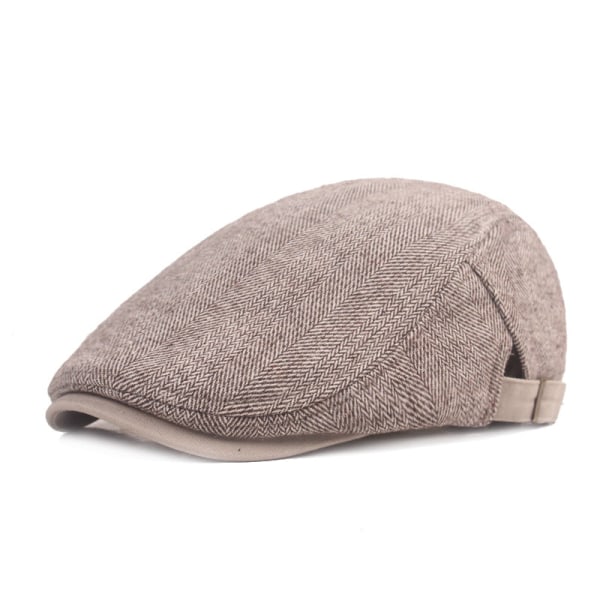 Baskerhat Vinter Thicken Termisk Peaked Cap Herringeben Simple Baret Midaldrende og ældre Advance Hatte Light khaki Adjustable